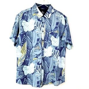Bohio Linen Tropical Short Sleeve Button Up Size L